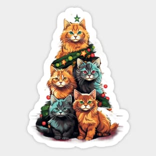 Cat Christmas Tree Sticker